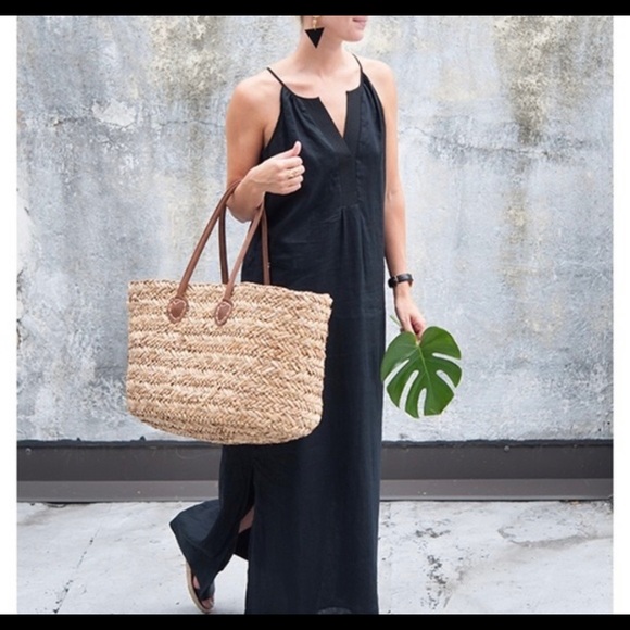 J. Crew Dresses & Skirts - - J. Crew Black Linen Halter Side Slits Minimalist Size 8 Maxi Dress Style…